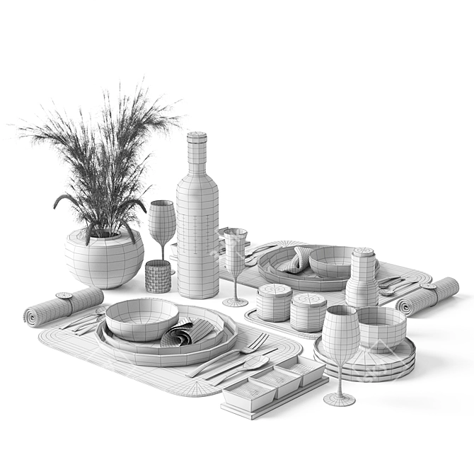  Modern Tableware Set for 3D 3D model image 4