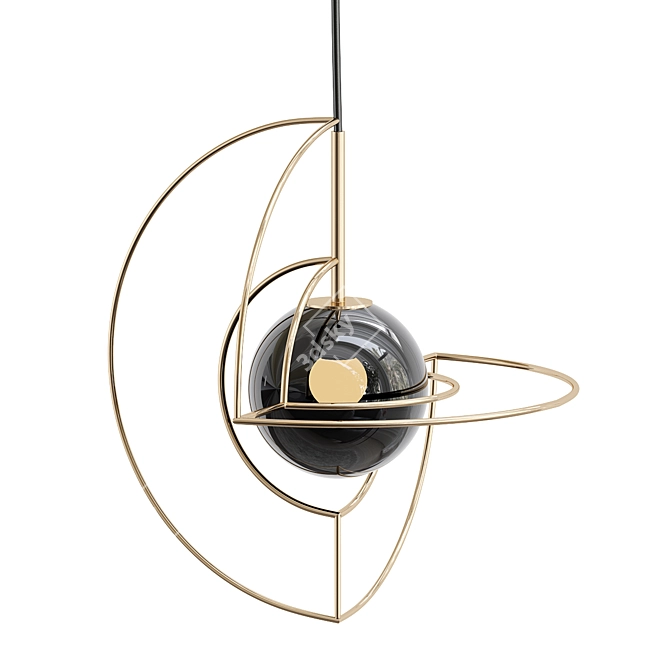 Elegant Black Brass Chandelier Fixture 3D model image 1