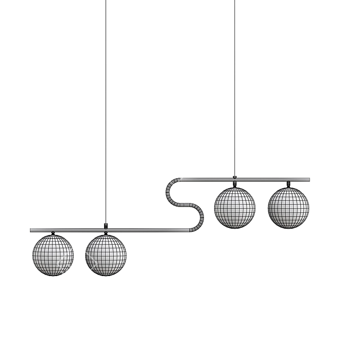 Sleek Glass Ball Hanging Fixture 3D model image 3