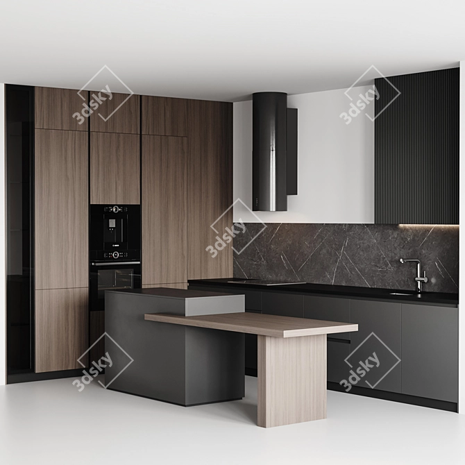 Customizable Modern Kitchen Design 3D model image 2