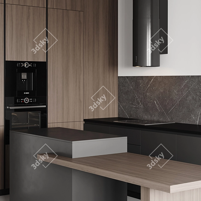 Customizable Modern Kitchen Design 3D model image 4