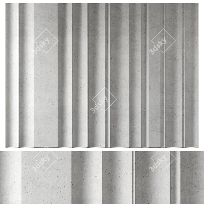  Wave Textured Concrete Panel 3D model image 2