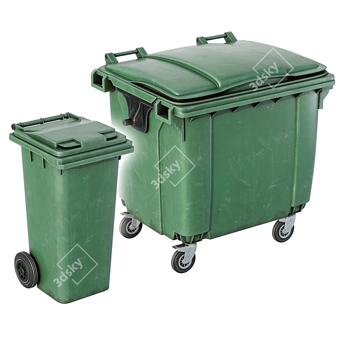 Dual Trash Bins UV Unwrapped 3D model image 1