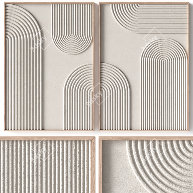 Stone Relief Framed Wall Art 3D model image 5