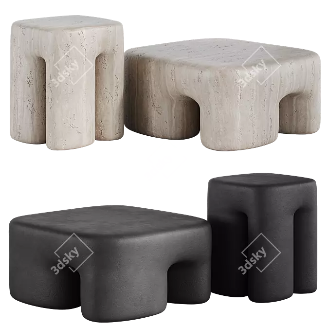 Elephant Collector Coffee Table Set 3D model image 1
