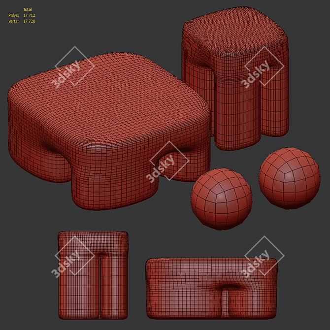 Elephant Collector Coffee Table Set 3D model image 5