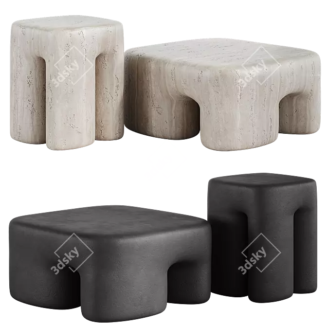 Elephant Collector Coffee Table Set 3D model image 8