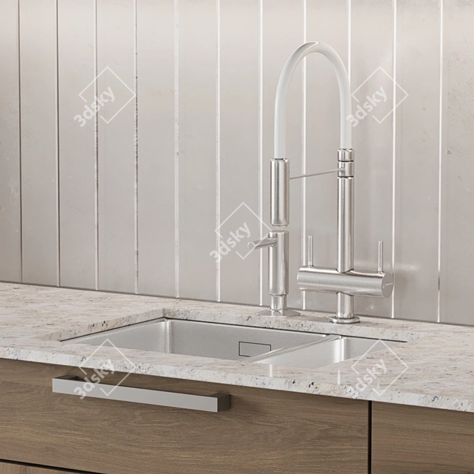 Modern Linear Kitchen Island 3D 3D model image 6