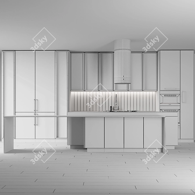 Modern Linear Kitchen Island 3D 3D model image 7