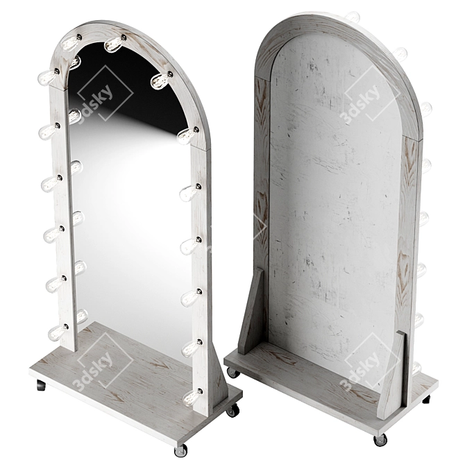 Modern Illuminated Mobile Wardrobe Mirror 3D model image 3
