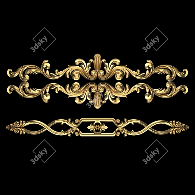 Luxury 3D Ornament with Gold 3D model image 2