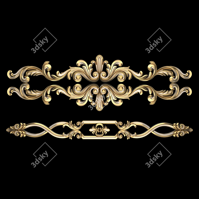 Luxury 3D Ornament with Gold 3D model image 4