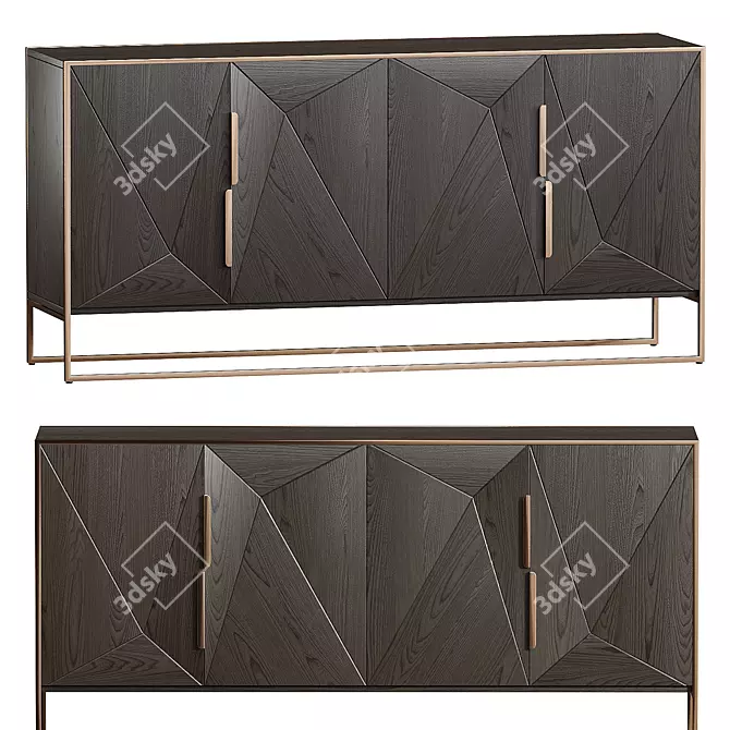 Solid Mango Wood Doors Sideboard 3D model image 1