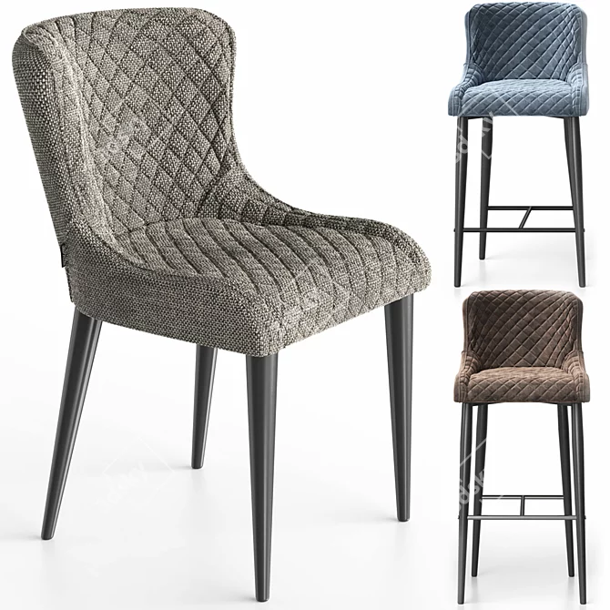 Customizable Trendy Velvet Chairs 3D model image 8