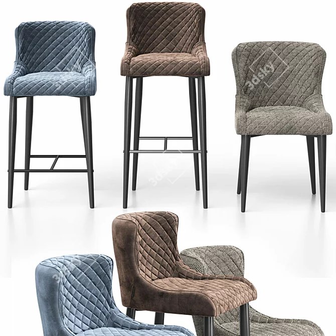 Customizable Trendy Velvet Chairs 3D model image 9