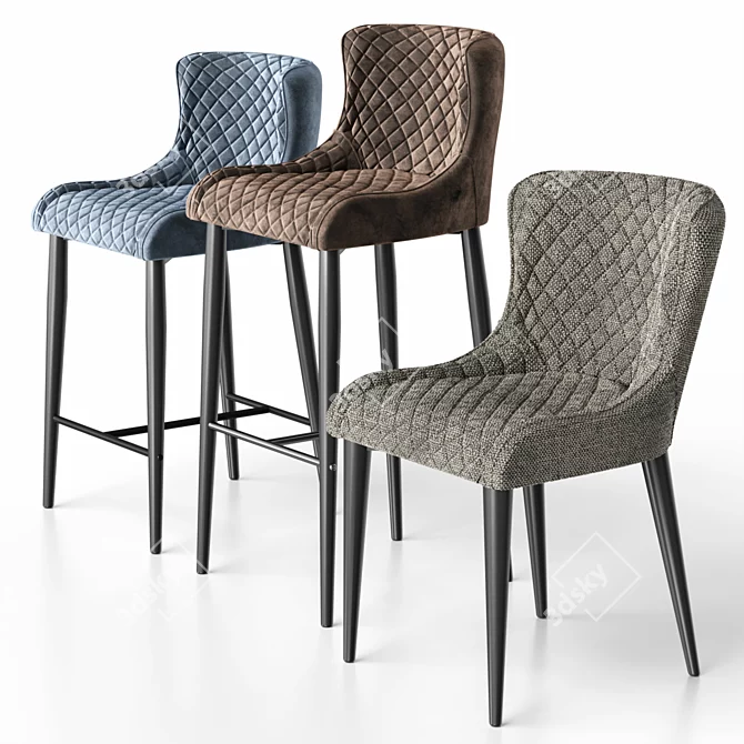 Customizable Trendy Velvet Chairs 3D model image 11