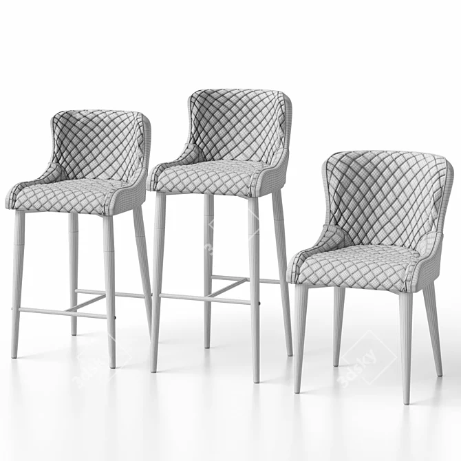 Customizable Trendy Velvet Chairs 3D model image 14