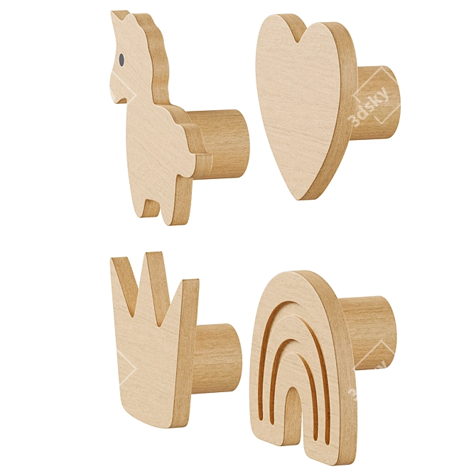 Animal Wall Hooks Set for Kids 3D model image 6