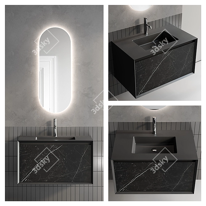 Iks Full Wall-Mounted Vanity Unit 3D model image 4