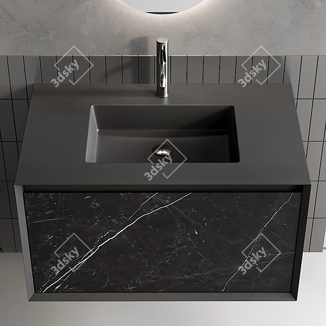 Iks Full Wall-Mounted Vanity Unit 3D model image 1