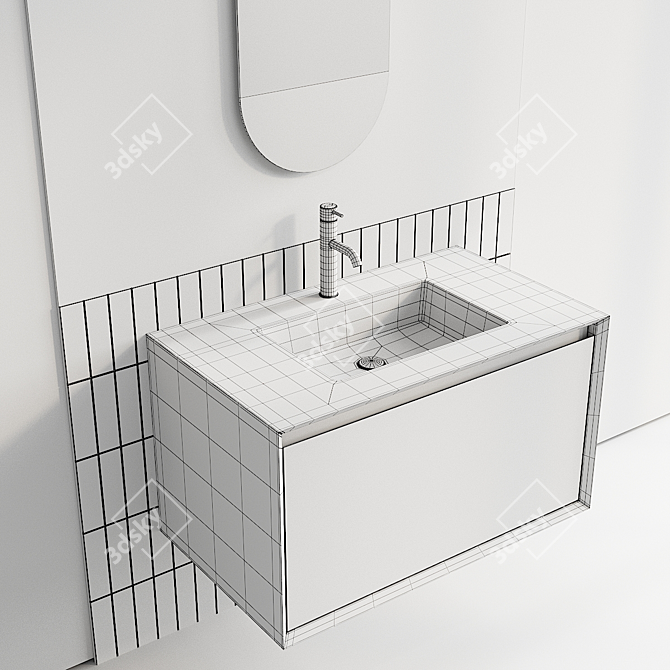 Iks Full Wall-Mounted Vanity Unit 3D model image 3