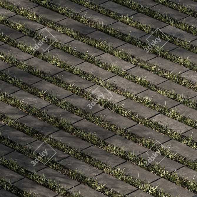 Grass-Embedded Concrete Paver Slab 3D model image 1