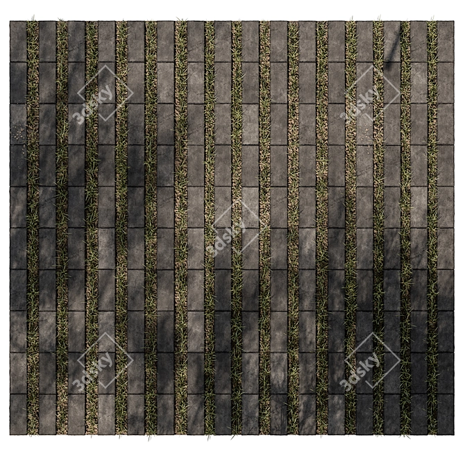 Grass-Embedded Concrete Paver Slab 3D model image 2