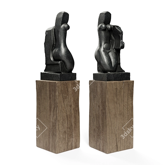 Cubist Woman Metal Sculpture Display 3D model image 2