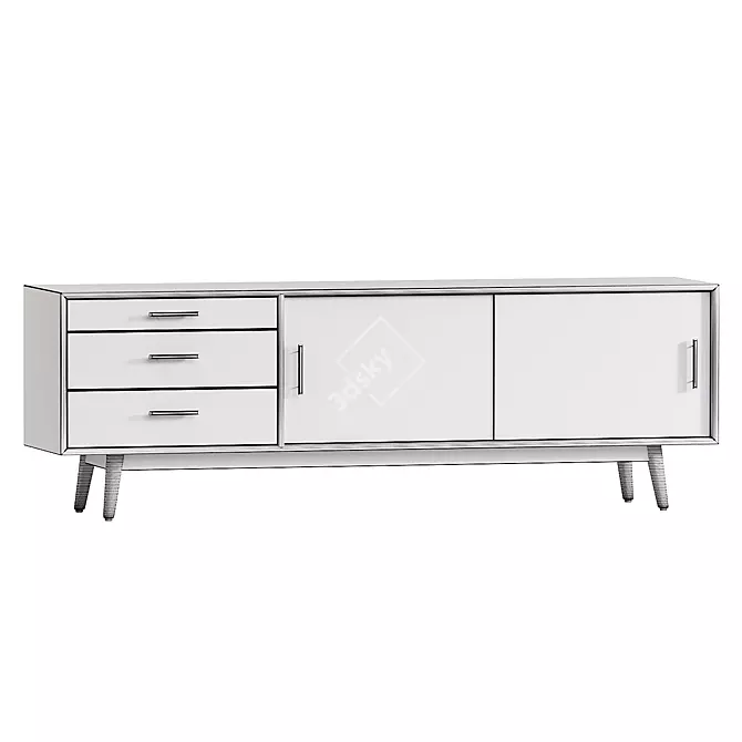 Retro-Inspired Media Console with Acorn Finish 3D model image 2