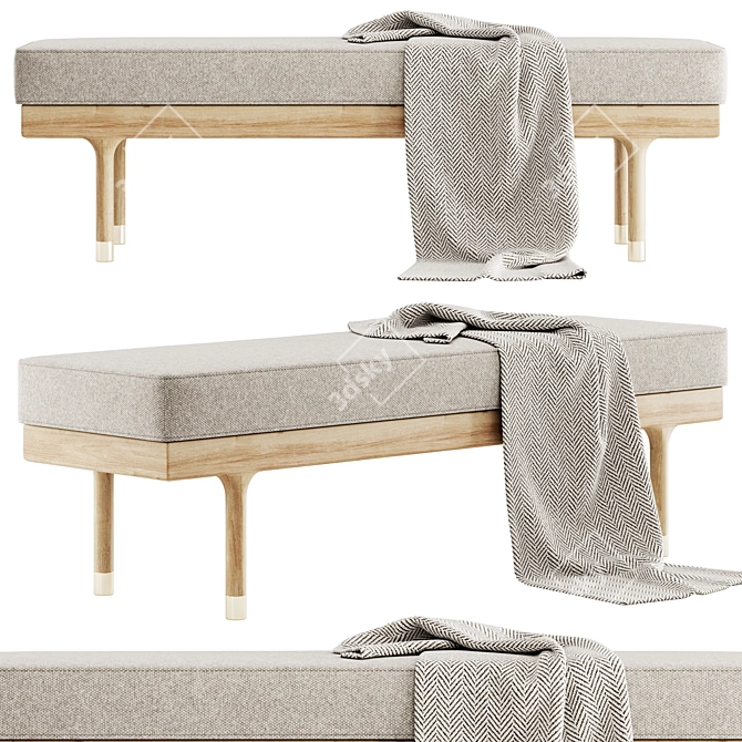 Minimalist Walnut Bench Design 3D model image 2