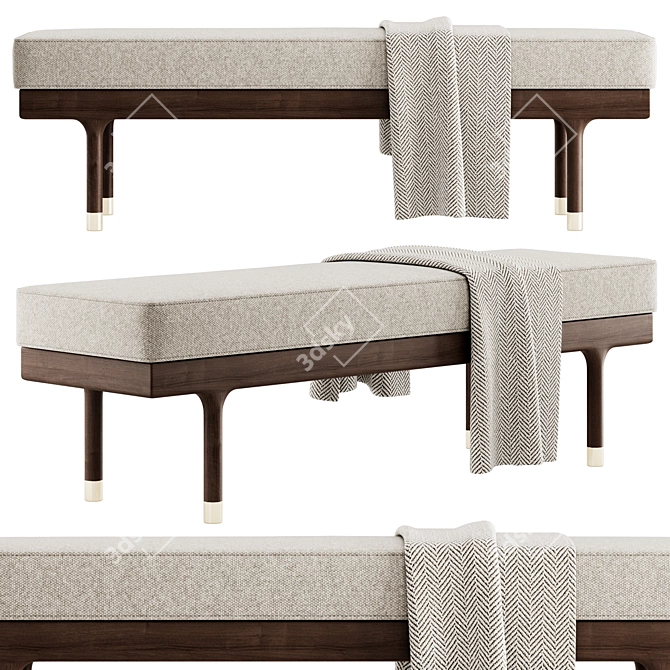 Minimalist Walnut Bench Design 3D model image 4