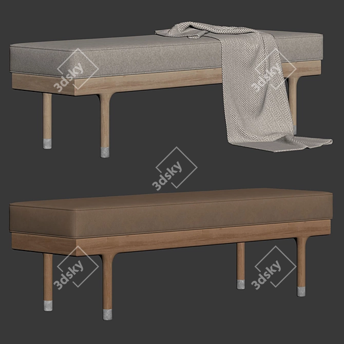 Minimalist Walnut Bench Design 3D model image 7