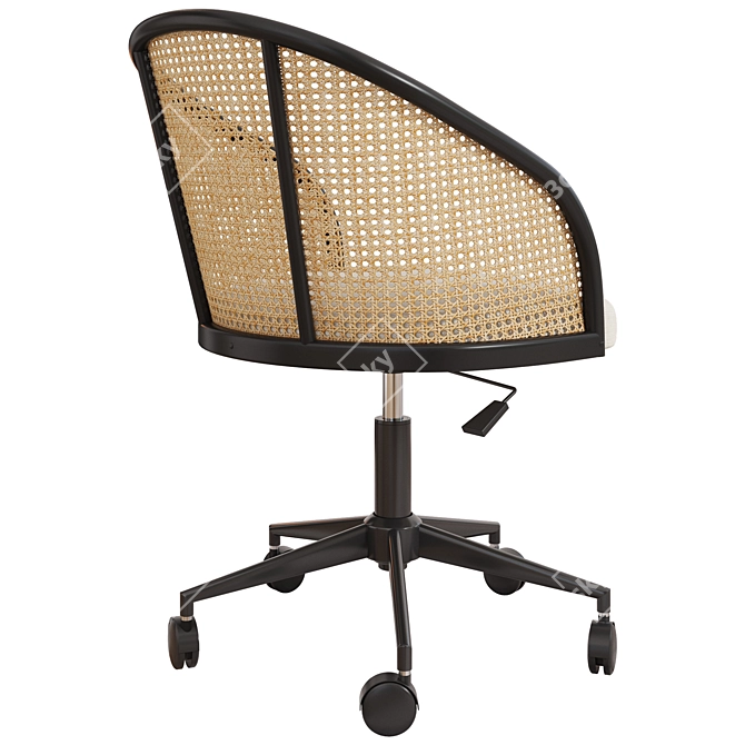 Dagmar Office Chair, Rattan Backrest 3D model image 3