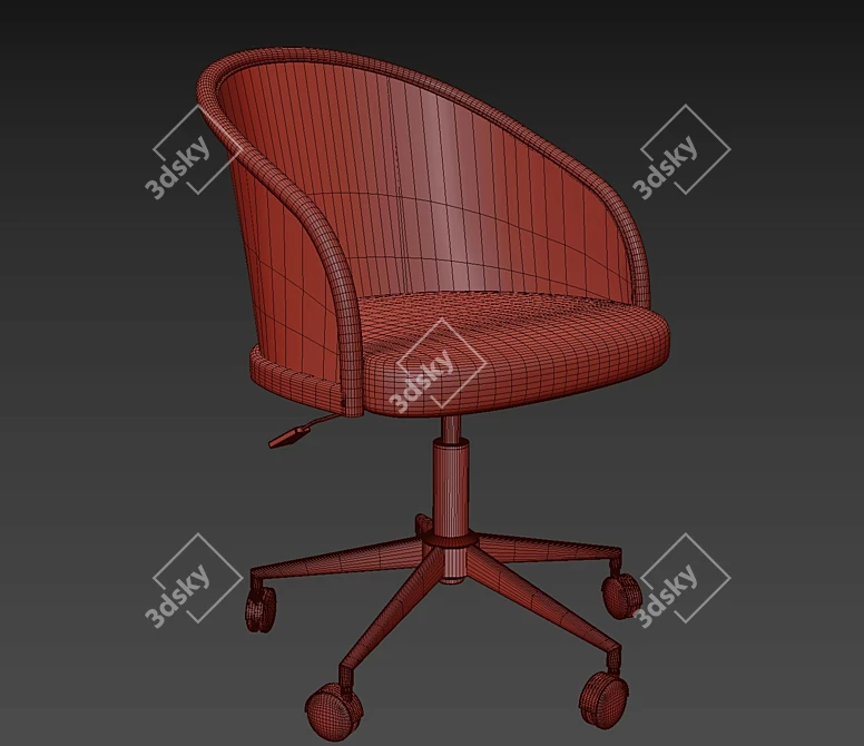 Dagmar Office Chair, Rattan Backrest 3D model image 5