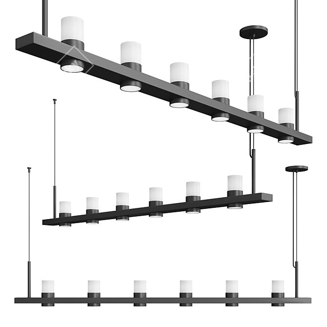 Sleek Linear LED Pendant Disco 3D model image 5