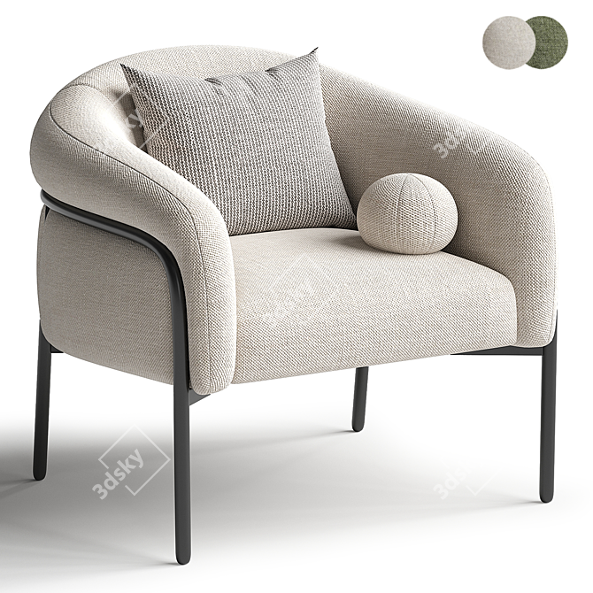 Modern Chic Belly Armchair 3D model image 2