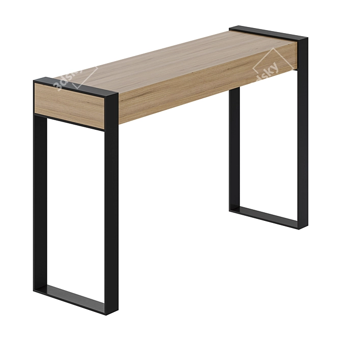 Solid Oak Console Table 3D model image 1