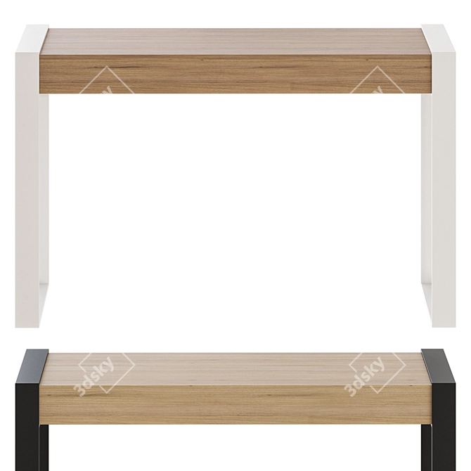 Solid Oak Console Table 3D model image 2