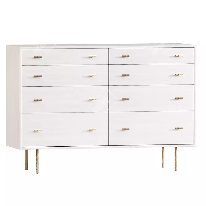 Sleek Wood Modern 8-Drawer Dresser 3D model image 1