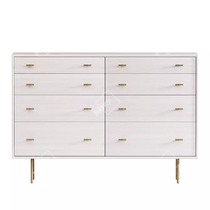 Sleek Wood Modern 8-Drawer Dresser 3D model image 2