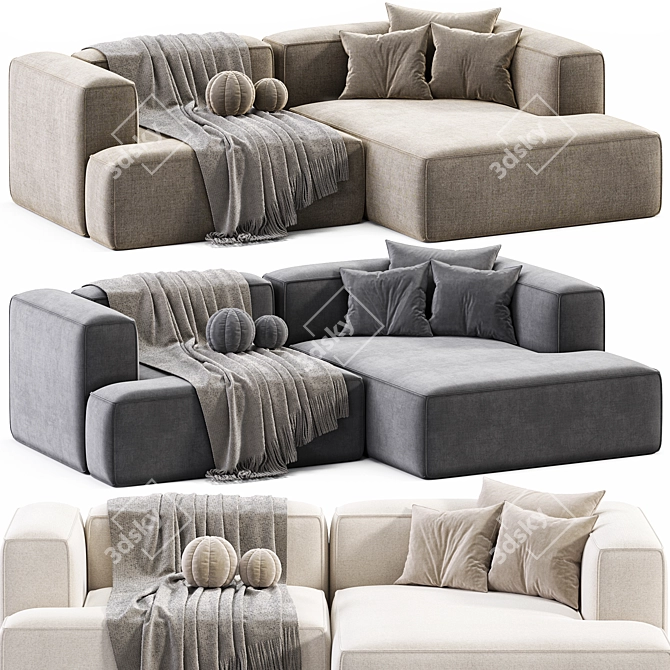 Modular Corduroy Lennon Corner Sofa 3D model image 1