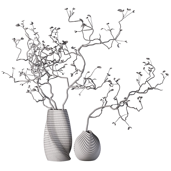 Decorative Vase with Dried Branches 3D model image 6