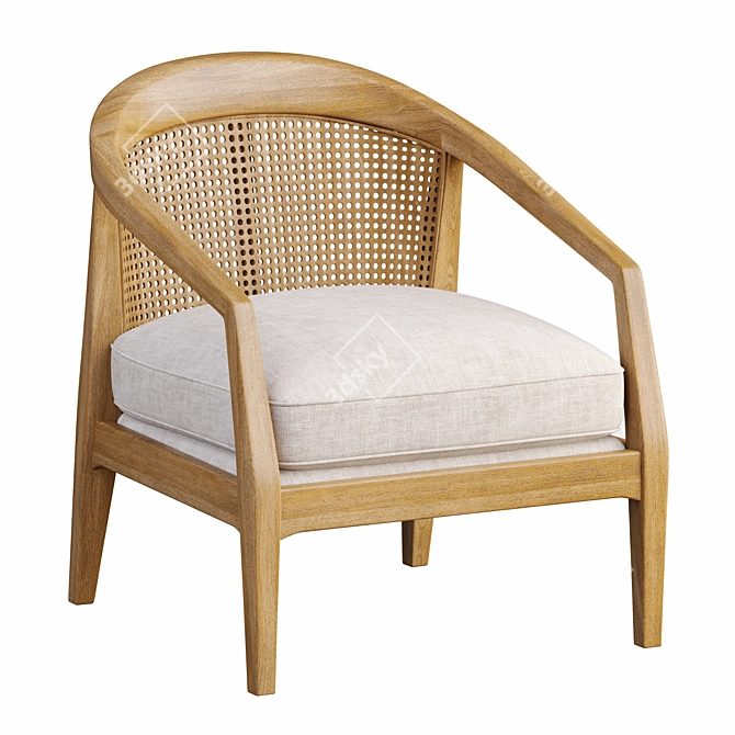 Willow White Linen Rattan Armchair 3D model image 1