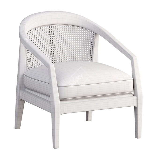 Willow White Linen Rattan Armchair 3D model image 2