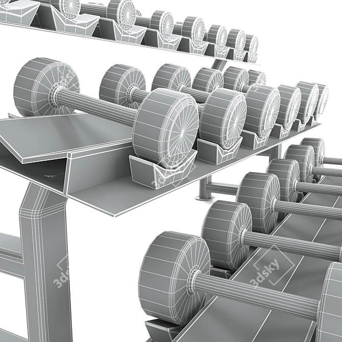 Compact Dumbbell Storage Rack 3D model image 3