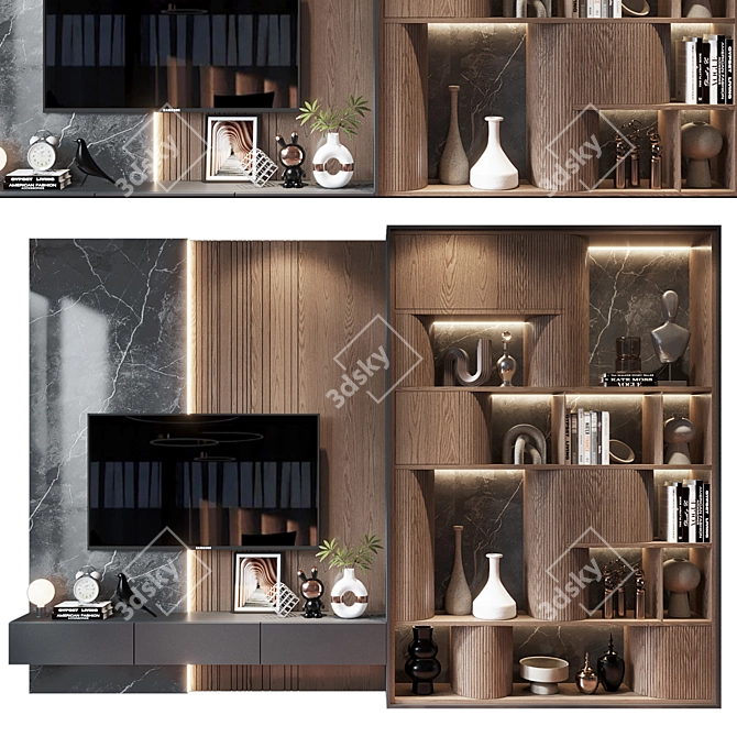 Modern TV Shelf Wall Decor 3D model image 1