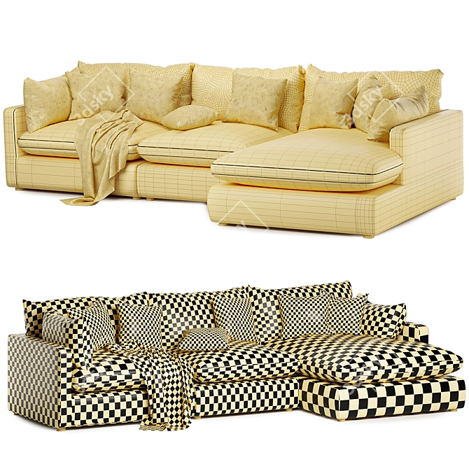 Light Modular Chaise Sofa Set 3D model image 3