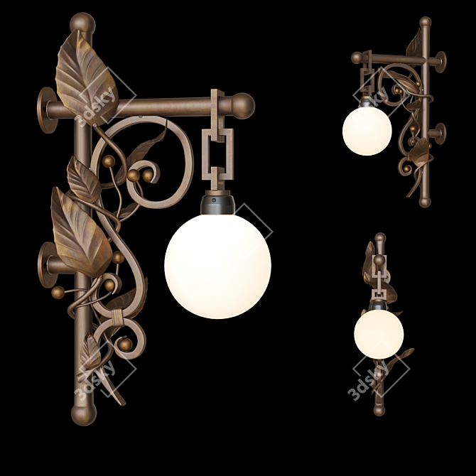 Elegant Forged Wall Sconce 3D model image 2