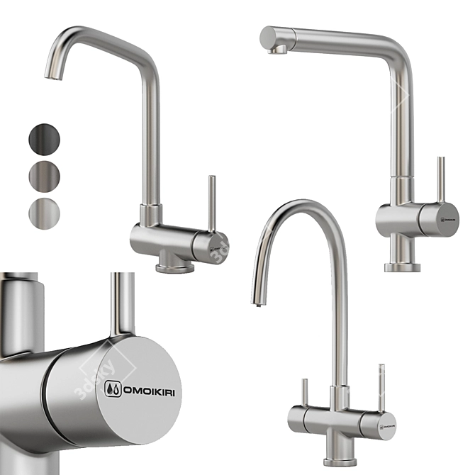 Modern Japanese Faucet Set 3 3D model image 1