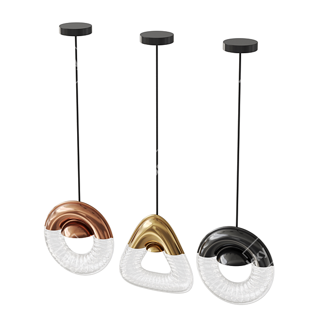 Ring and Triangle Glass LED Fixture 3D model image 3
